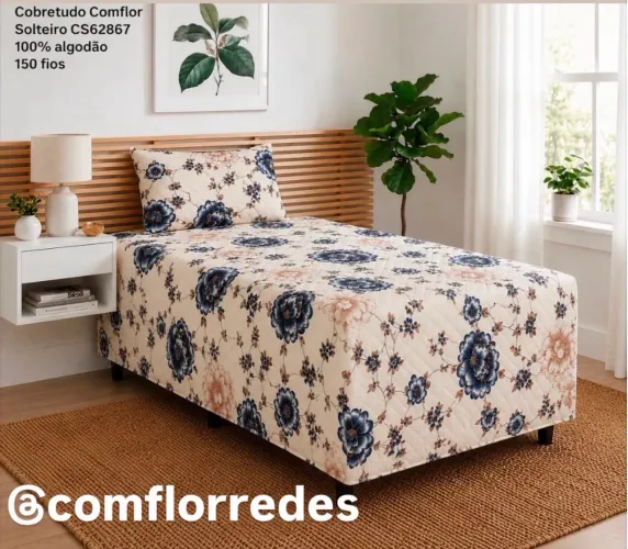 Colcha de cama Cobretudo solteiro 100% algodão 150 fios - RECEBA EM CASA