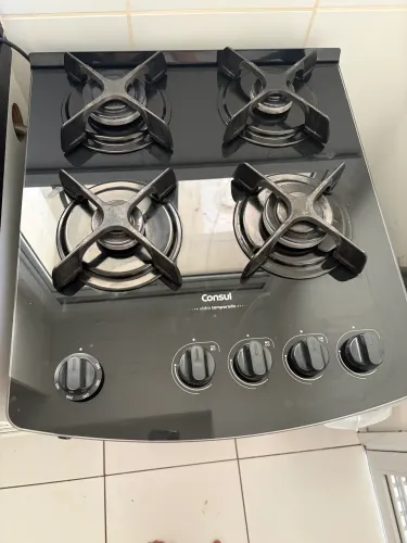 Fogão Consul 4 Bocas com Mesa de Vidro Temperado - Preto
