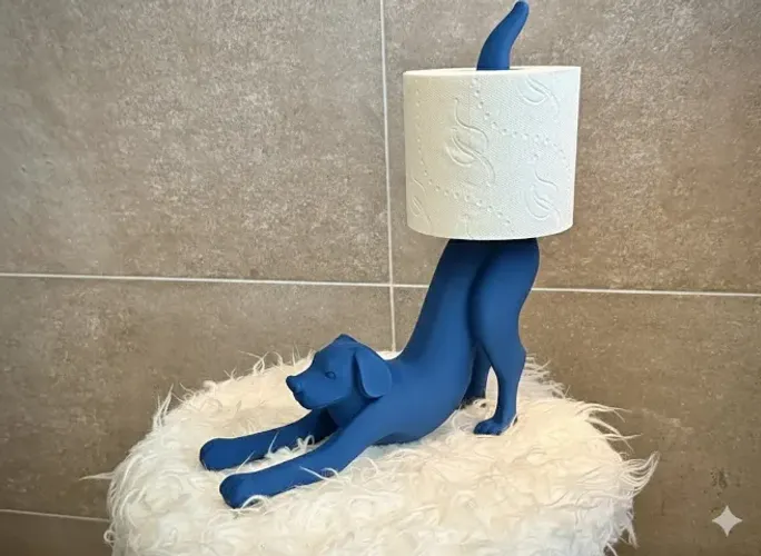 Suporte de Papel Higiênico de Cachorro Alongando