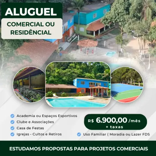 Sítio para Locação Comercial ou Residencial - Tenha seu próprio Clube a 40 min do RJ