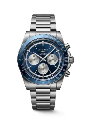 Relógio Longines Conquest Premium Azul 42mm Safira Cronógrafo Aço - Premium 