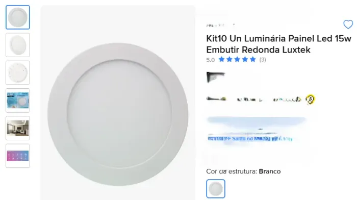 Luminária Painel Led 15w Embutir Redonda Luxtek