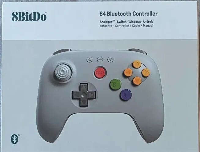 Controle Bluetooth 8BitDo 64 - Cinza - Original - Lacrado