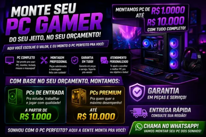 PC Gamer Personalizado ? Montamos no Seu Orçamento + Garantia