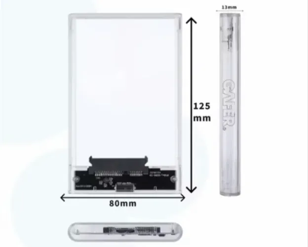 CASE PARA HD SSD 2.5 EXTERNO TRANSPARENTE SLIM USB 3.0 PORTATIL ADAPTADOR 