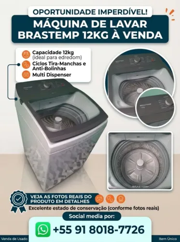 Máquina de lavar Brastemp 12kg