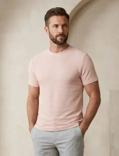 Camiseta (t shirt) slim fio trabalhado nude e outras cores promoção limitada 49,