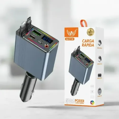 Carregador Veicular Carga Rápida C/ Voltímetro Qc3.0 Al-c118