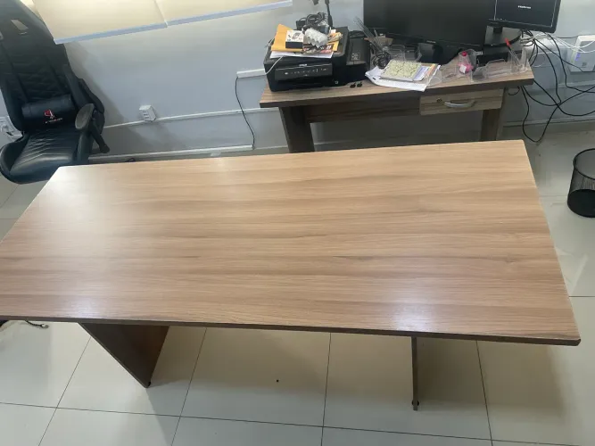 Mesa para Escritório 200x75cm Reunião Amêndoa