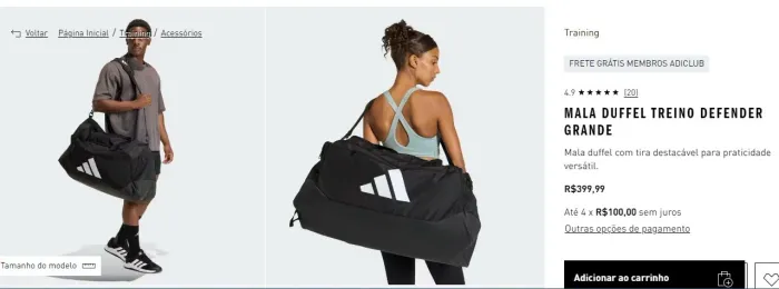 Adidas mala de treino