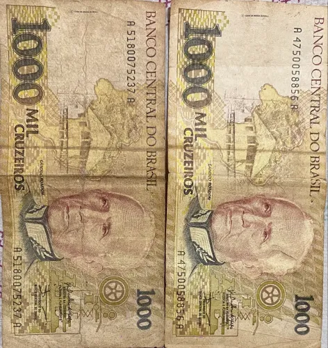 Duas notas de 1000 cruzeiros - Antiguidade