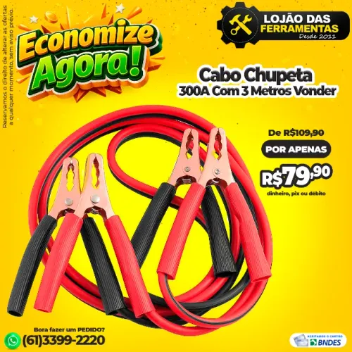 Cabo Chupeta 300A Com 3 Metros Vonder