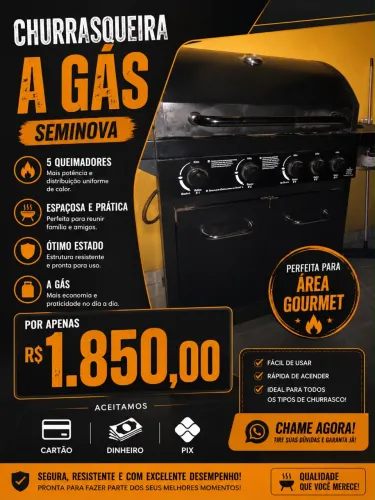 CHURRASQUEIRA A GÁS COM 5 QUEIMADORES