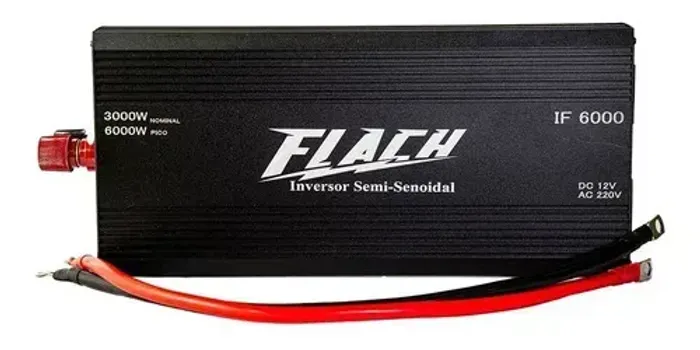 Inversor de Tensão 12V 220V 3000W Pico 6000W Marca Flach IF6000-1