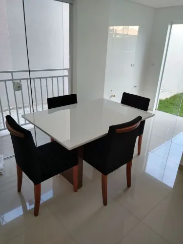 Mesa jantar tampo vidro branco