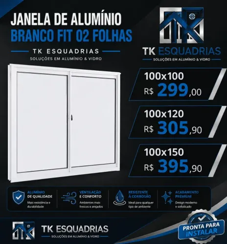 Janela de correr alumínio 02 folhas