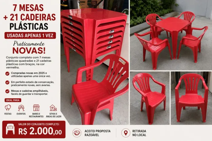 VENDO 7 MESAS E 21 CADEIRAS