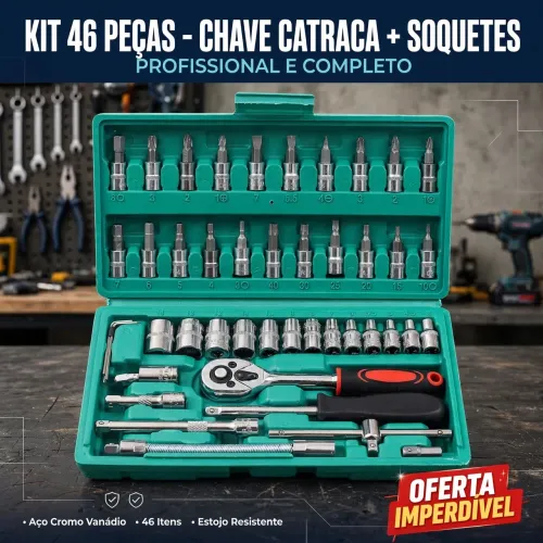 Kit ferramentas 40/46 pçs aço cromo vanadio