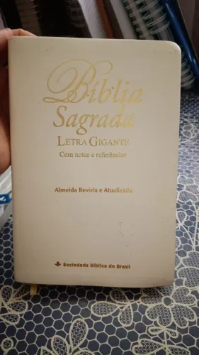 Bíblia sagrada branca e dourada