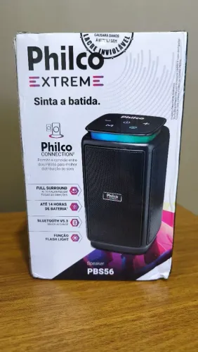 Caixinha de Som Bluetooth Portátil Philco Extreme 50W Full Surround Com Bateria FM P2 USB