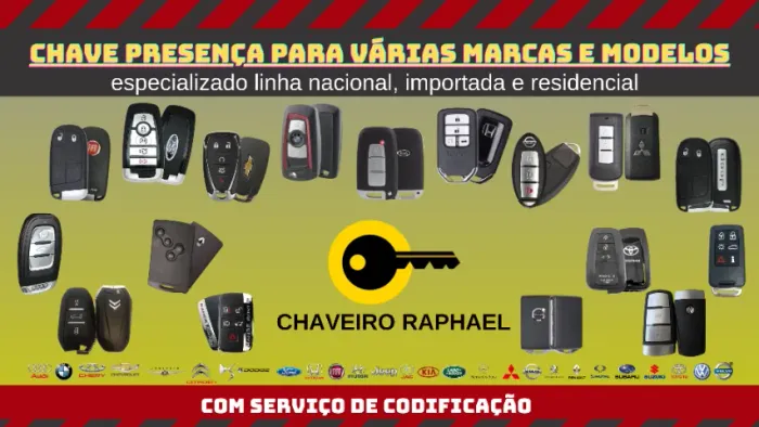 Chave Presença Para Linha Nacional e Importada com Serviço de Codificação