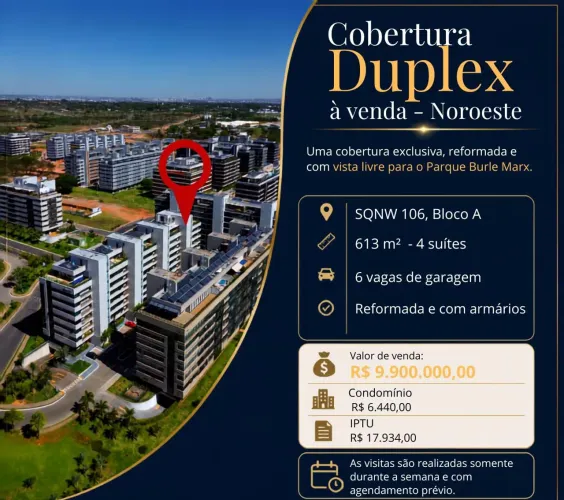 Vendo cobertura com 4 suítes no Noroeste