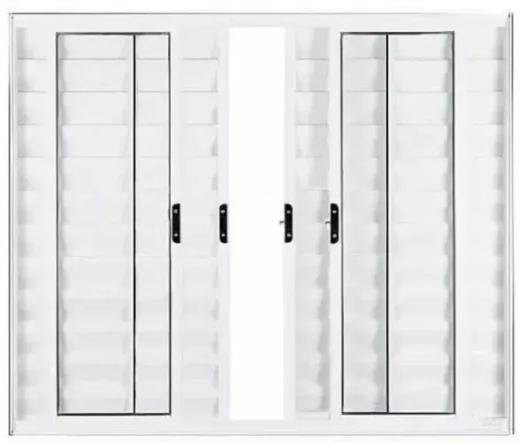Janela Veneziana 6 Folhas Vidro Liso Alumínio Branco