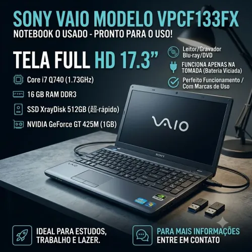 Sony VAIO VPCF133FX - Tela Gigante de 17.3? Full HD
