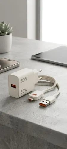 Carregador Turbo55W USB-C  Cabo Tipo C  Compatível  IPhone, Samsung, Motorola, Xiaomi LG 
