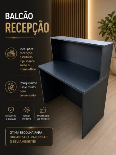 Balcão de Recepção Preto - Excelente Estado
