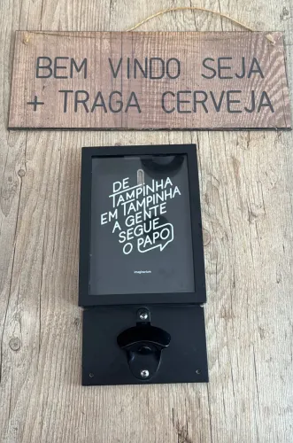 Kit Cerveja - Placa + Porta Tampinha com Abridor