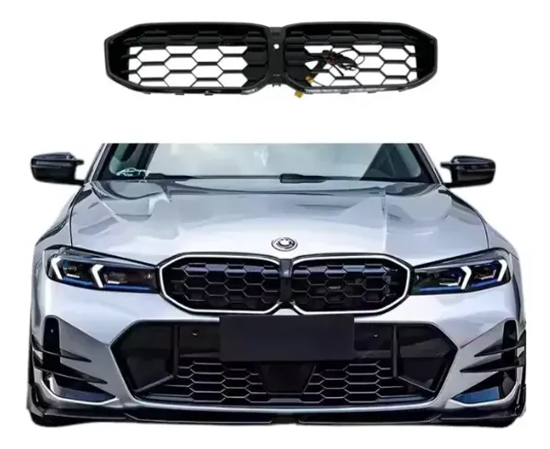Grade Iluminada Colmeia Bmw BMW 320i  2023+ G20 G28 Black Piano Preto