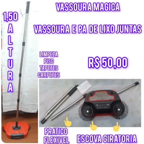 mesas diversas e vassoura mágica