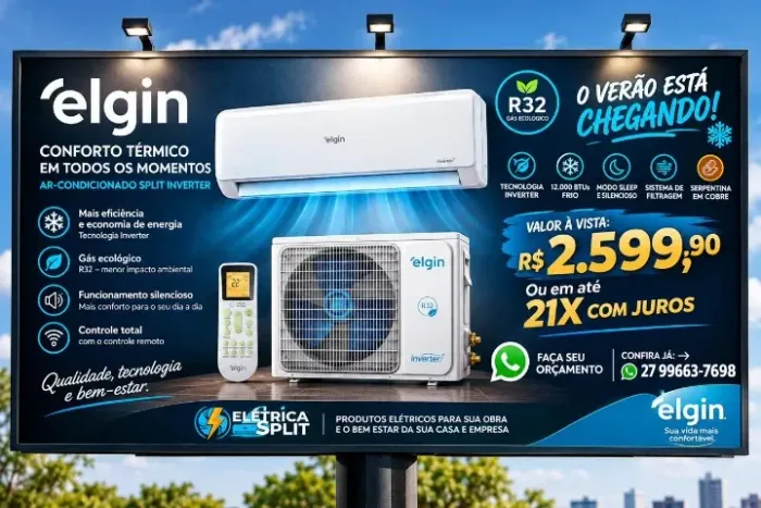 AR CONDICIONADO ELGIN SPLIT 12MIL BTUS INVERTER