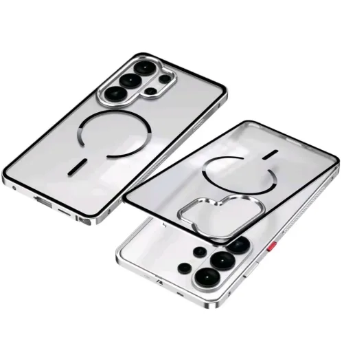 Capa Capinha MagSafe protetora metalica Premium P/ S24 Ultra e S26 Ultra Titanium e Preto