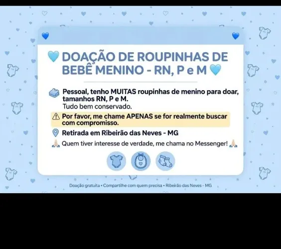 Doação Roupa de bb menino RN P e M