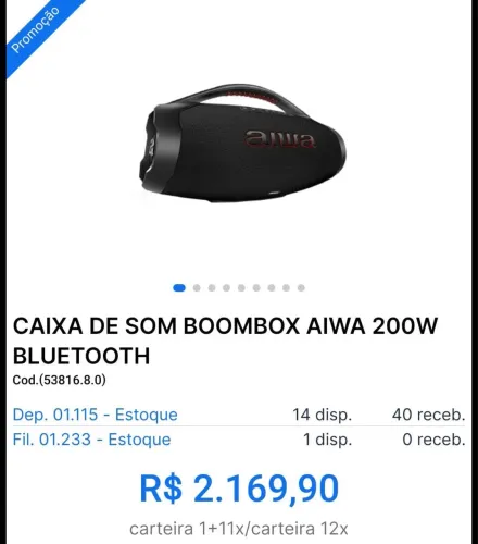 CAIXA DE SOM BOMBOX ORIGINAL AIWA 200W 