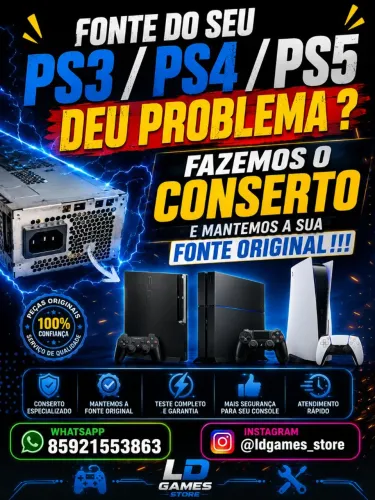 Conserto de fonte - ps3, ps5 e ps5 - mantenha a sua fonte original funcionando - garantia