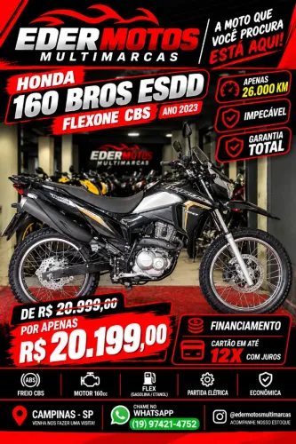 HONDA NXR 160 BROS ESDD FLEX 2023 PRETA IMPECAVEL COM 26.000KM e damos garantia total