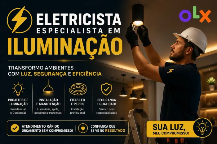 ELETRICISTA ESPECIALISTA EM ILUMINAÇÃO RESIDENCIAL E COMERCIAL