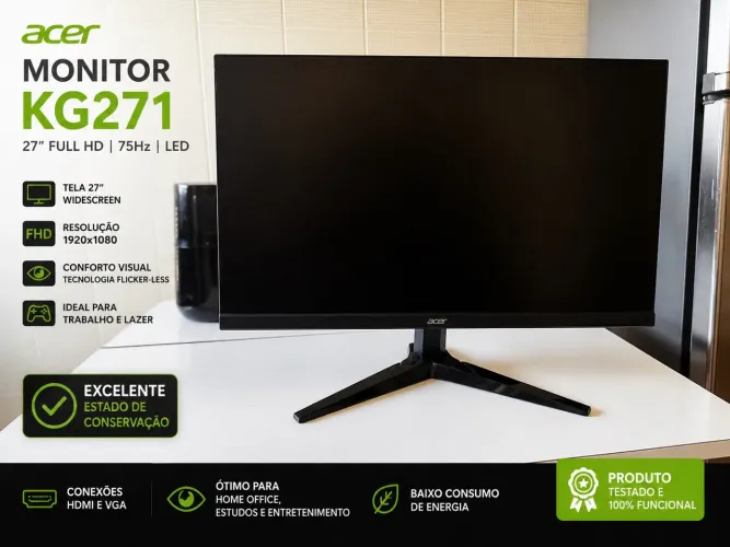 Monitor Acer 27 Full HD 75Hz KG271 | HDMI | Excelente Estado