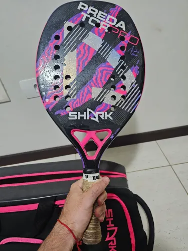 Raquete beach tenis shark predator pro e raqueteira shark
