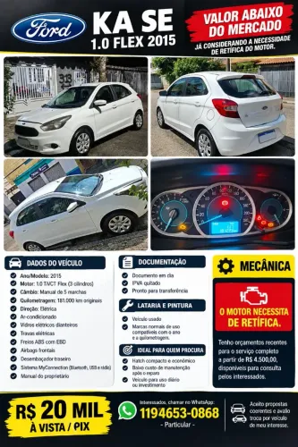 Ford KA 1.0 Se/se Plus Tivct Flex 5P 2015