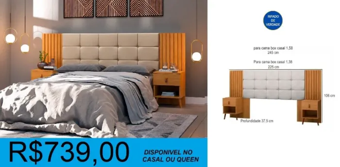 CABECEIRA COM MESA LATERAL PRONTA ENTREGA - MONTAGEM GRATUITA