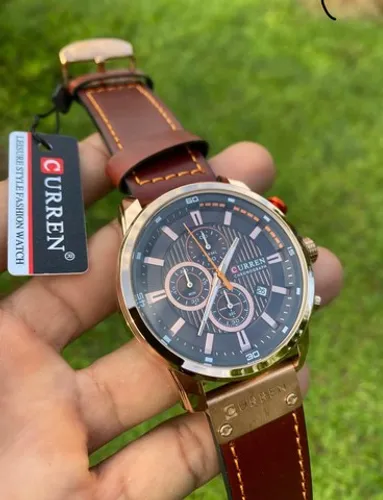 RELÓGIO DE LUXO CURREN RESISTENTE À ÁGUA ,PULSEIRA EM COURO GENUÍNO