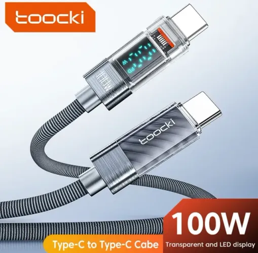 Cabo Tipo C p/ C 100 watts Toocki Ultra Turbo Display MacBook Xiaomi etc.