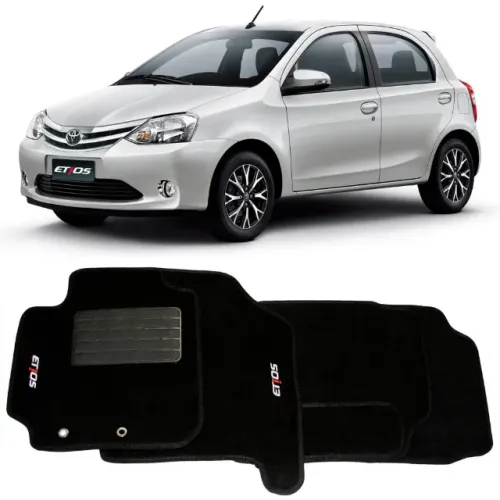 Tapete Carpete Toyota Etios Sedan - Preto 3 Peças - Ecotap