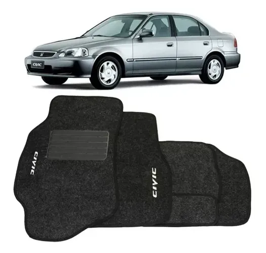 Tapete Carpete Honda Civic 1997 à 2000 - Grafite 5 Peças - Ecotap