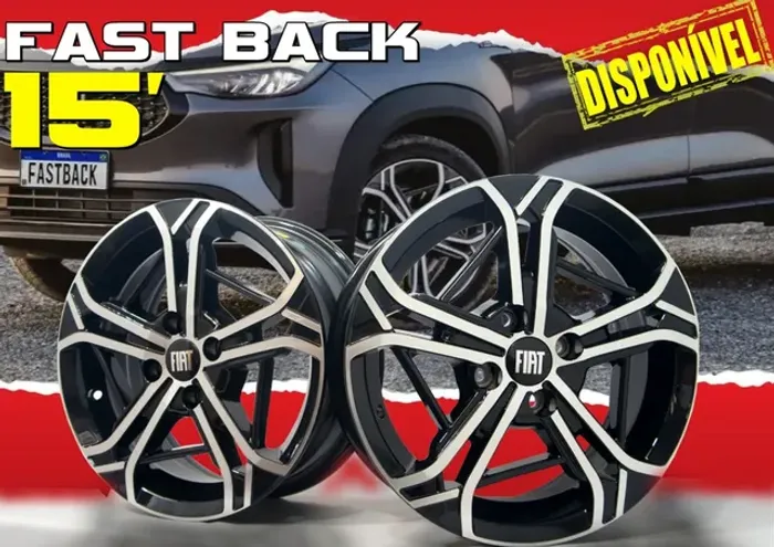 Roda aro 15 Fiat Fast Back preta com diamantado 4x98