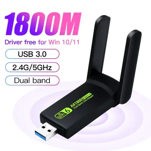 Adaptador via USB - Tecnologia Wifi  6 - 1800mBps